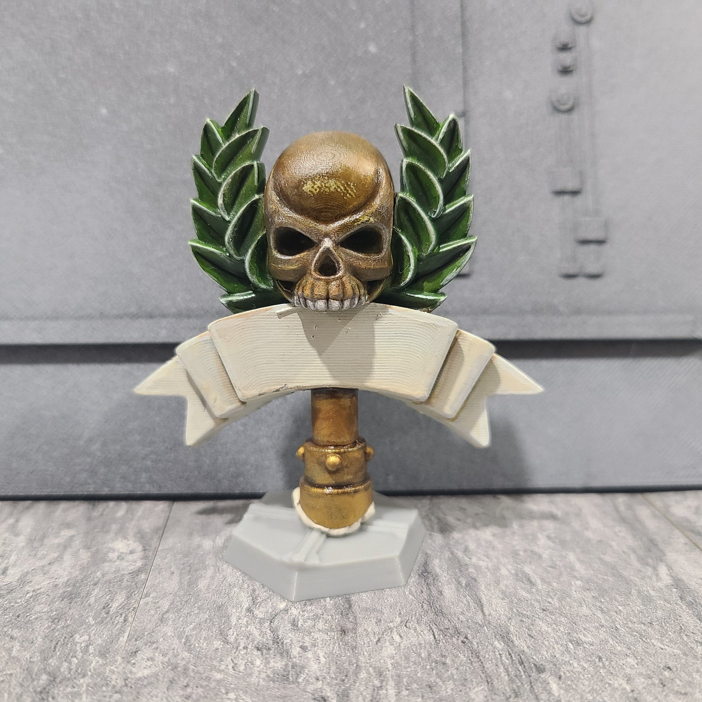 Backpack Mount Skull with Laurel and Banner for JoyToy Loyalist Marine Action Figure Custom 1:18th Scale Part