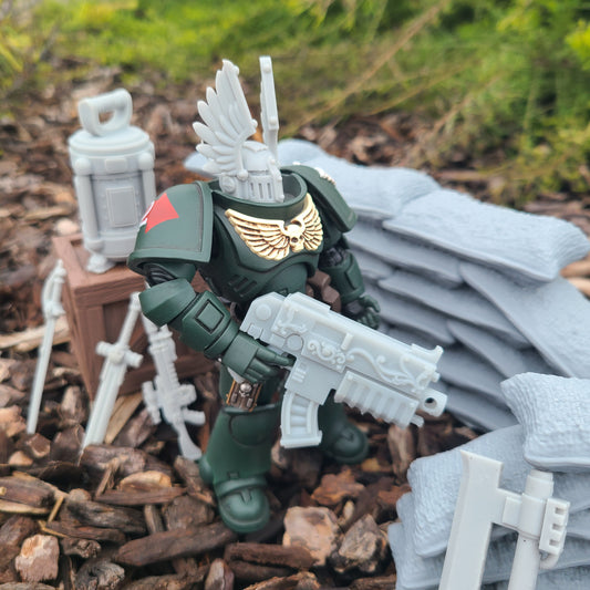 Veteran Artificer Bolter with Curved Magazine for JoyToy Loyalist Marine Action Figures Custom 1:18th Scale Parts