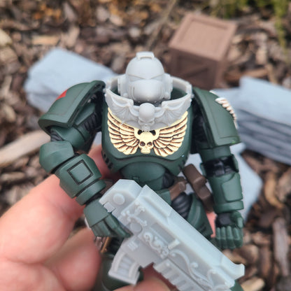 Night Lords Legion Gorget with Skull and Wings for JoyToy Traitor Marine Action Figures Custom 1:18th Scale Armor