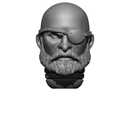 Bald Sergeant with Beard and Eyepatch Head Swap for JoyToy Space Marine Action Figures Custom 1:18th Scale Parts