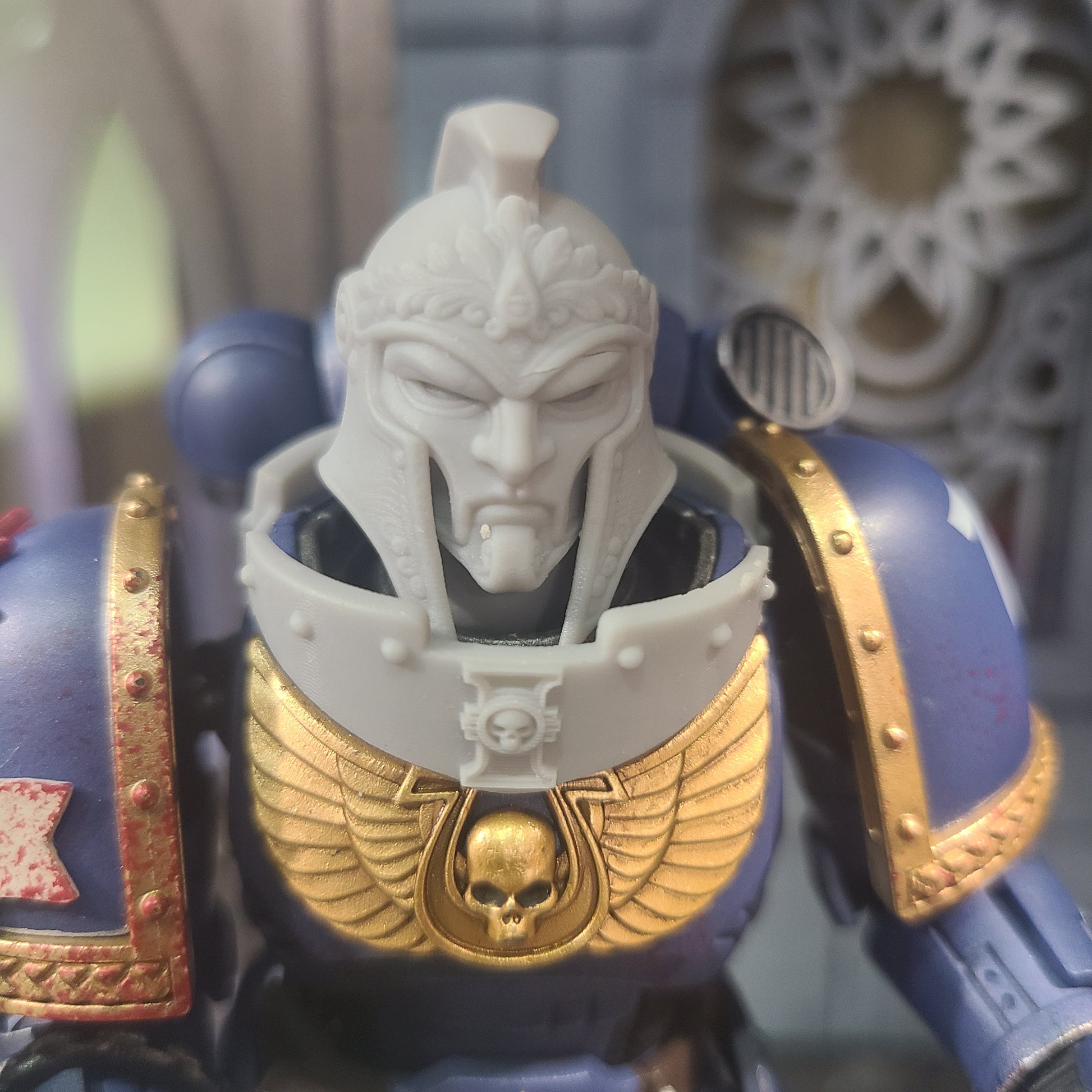 Ultramarines Legion Helmet Ancient Face Space Marine 2 for JoyToy Loyalist Marine Action Figure Custom 1:18th Scale Head
