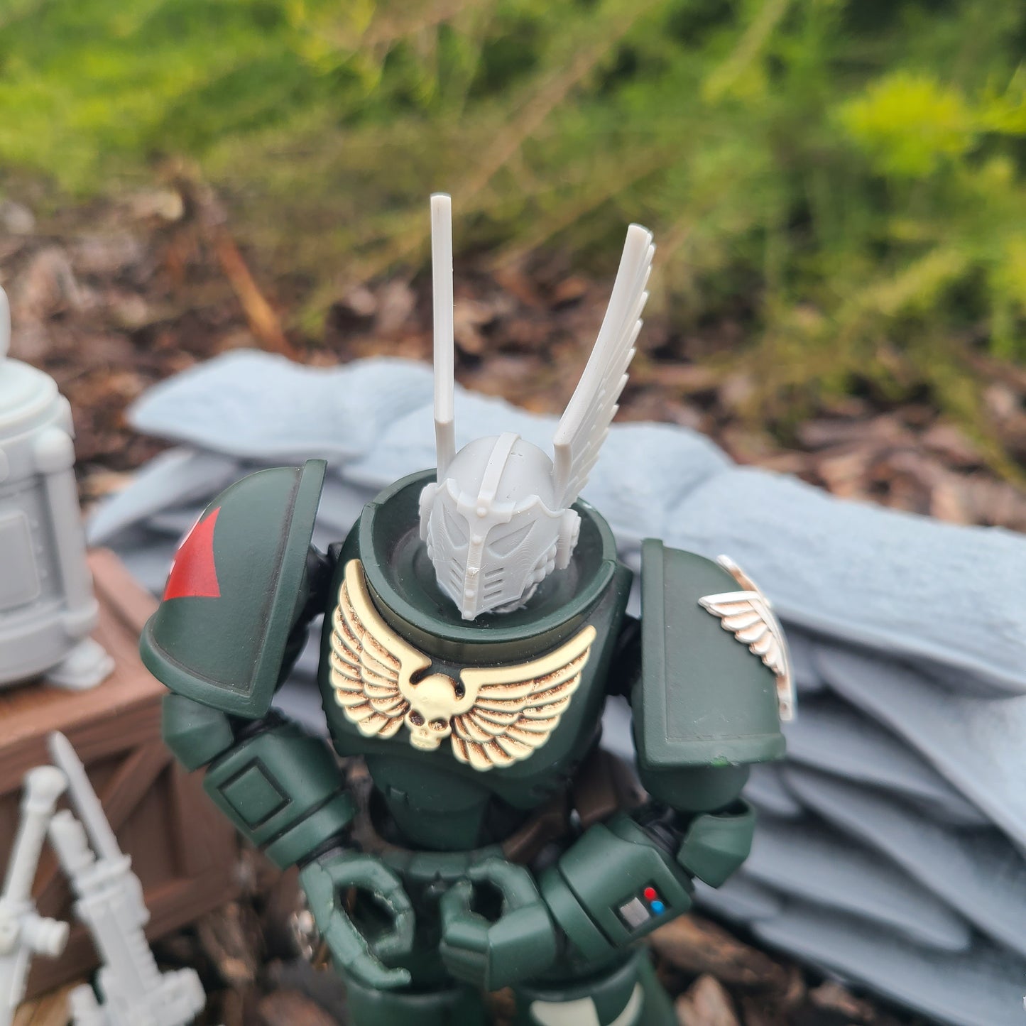 Dark Angels Legion 30k Winged Helmet for JoyToy Loyalists Marine Action Figures Custom 1:18th Scale Head Swap