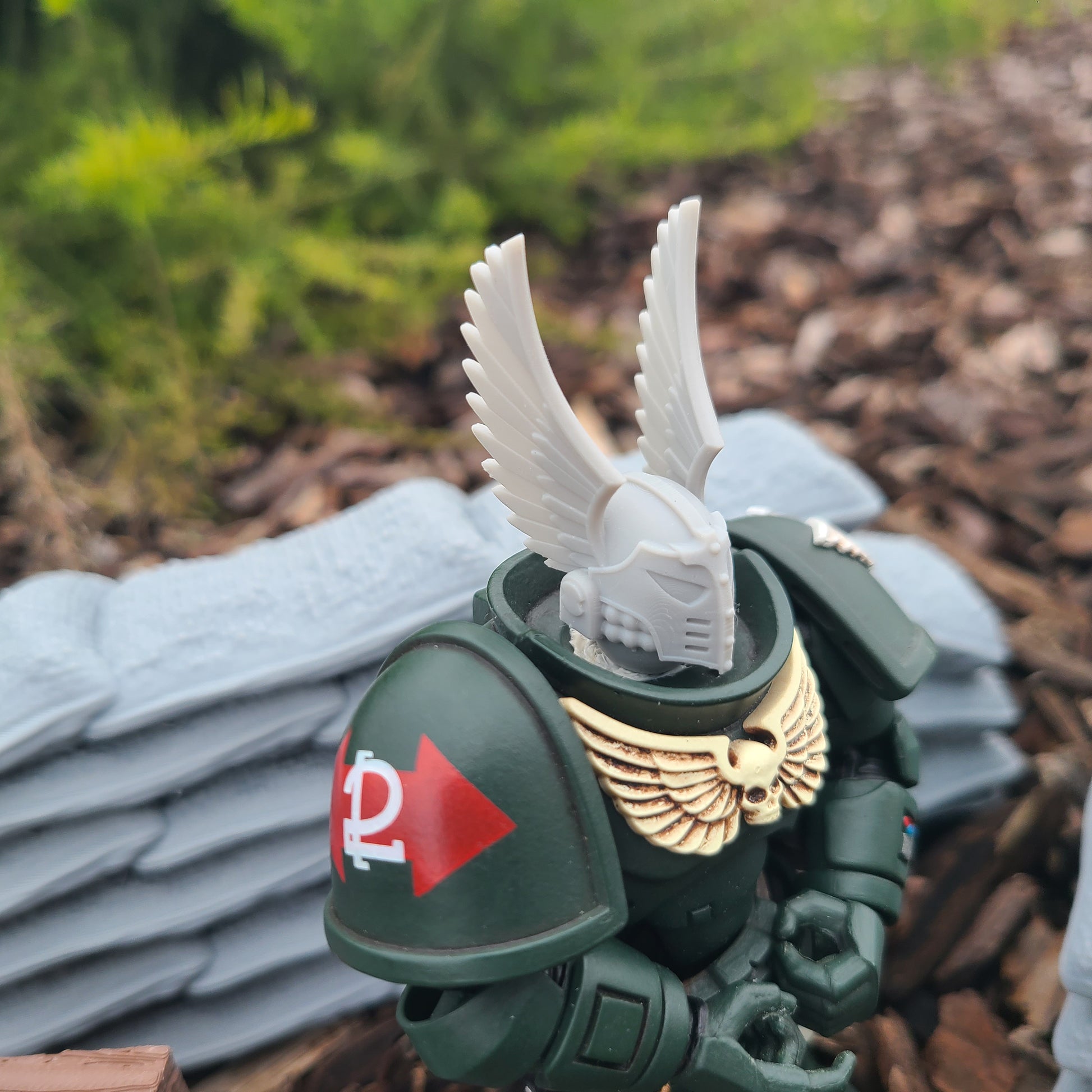 Dark Angels Legion 30k Winged Helmet for JoyToy Loyalists Marine Action Figures Custom 1:18th Scale Head Swap