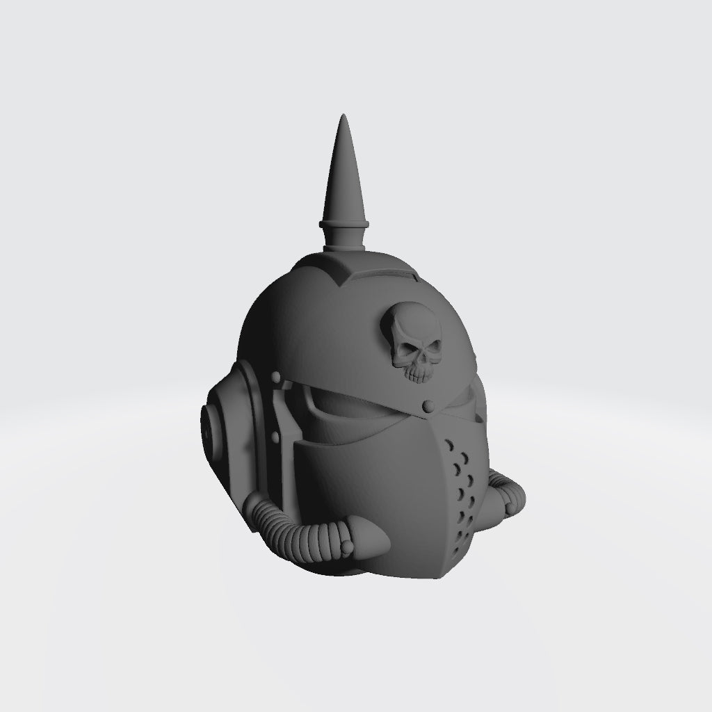 Knight Helmet with Skull, Single Hose and Spike: Demon Slayer Head Swaps for JoyToy Space Marine Action Figures Custom 1:18th Scale Parts