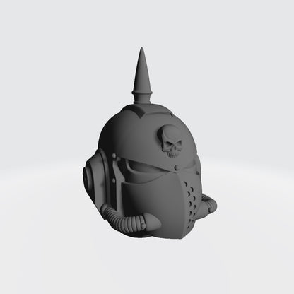Knight Helmet with Skull, Single Hose and Spike: Demon Slayer Head Swaps for JoyToy Space Marine Action Figures Custom 1:18th Scale Parts