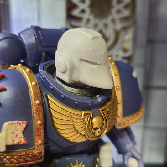 Retributors Chapter MKVI Helmet for JoyToy SM2 Sized Loyalists Marine Action Figures Custom 1:18th Scale Head Swap