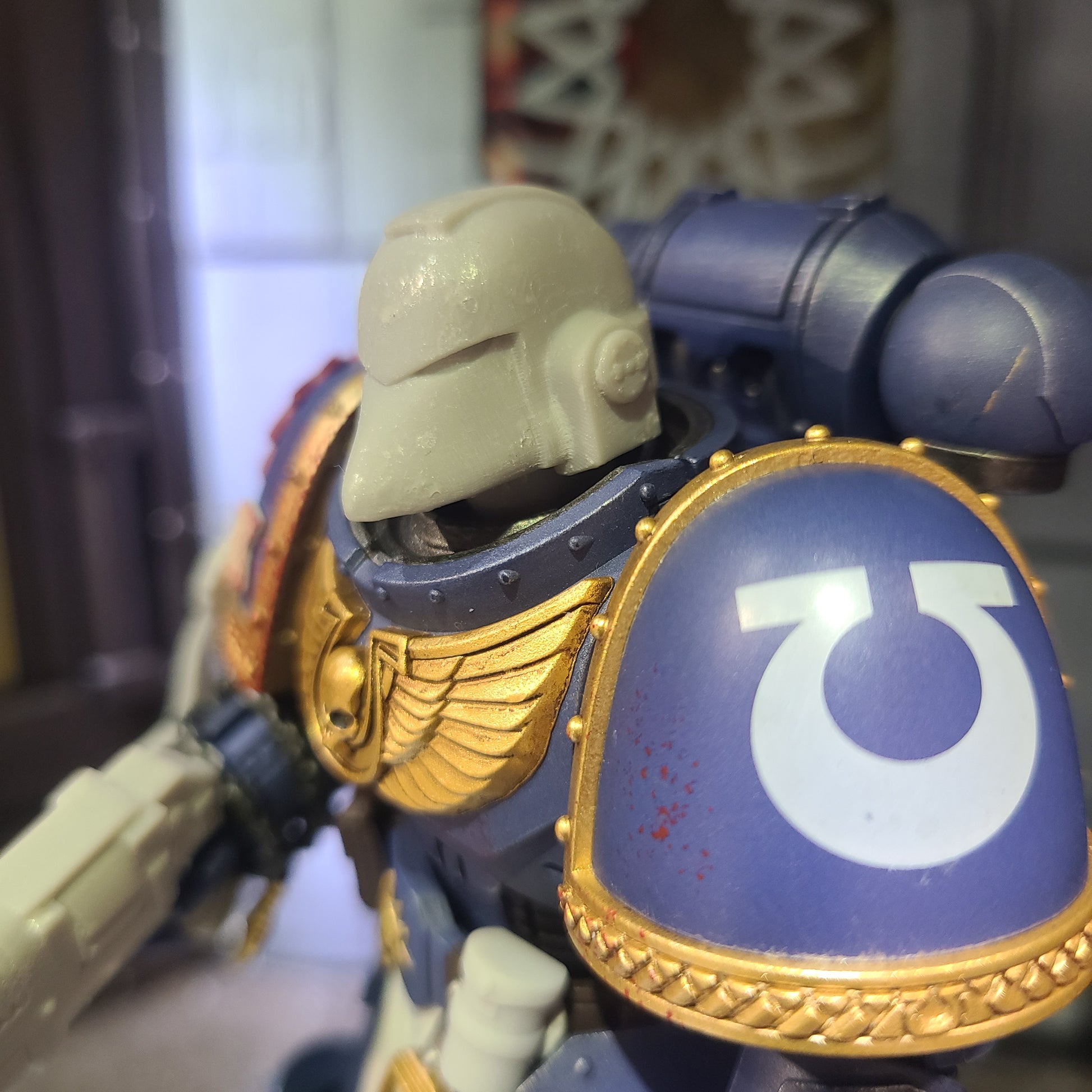 Retributors Chapter MKVI Helmet for JoyToy SM2 Sized Loyalists Marine Action Figures Custom 1:18th Scale Head Swap
