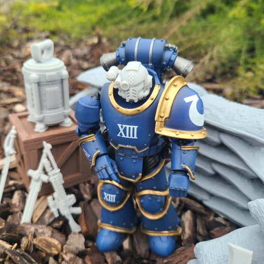 Apothecary MK X Helmet with Optics: Helmet Swap for JoyToy Warhammer 40K Compatible Space Marine 1:18 4" Action Figures