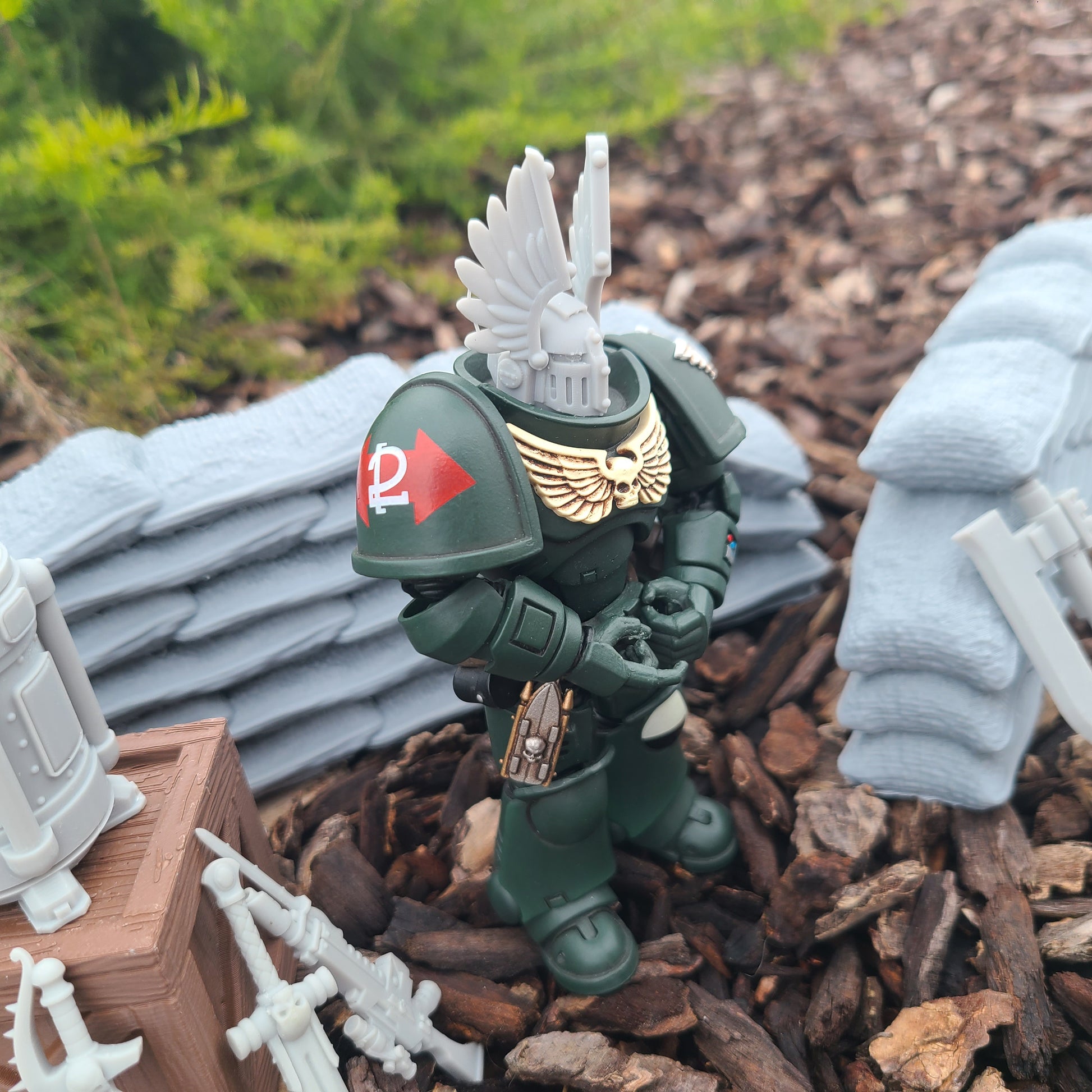 Dark Angels Legion MKIII Winged Helmet for JoyToy Loyalists Marine Action Figures Custom 1:18th Scale Head Swap