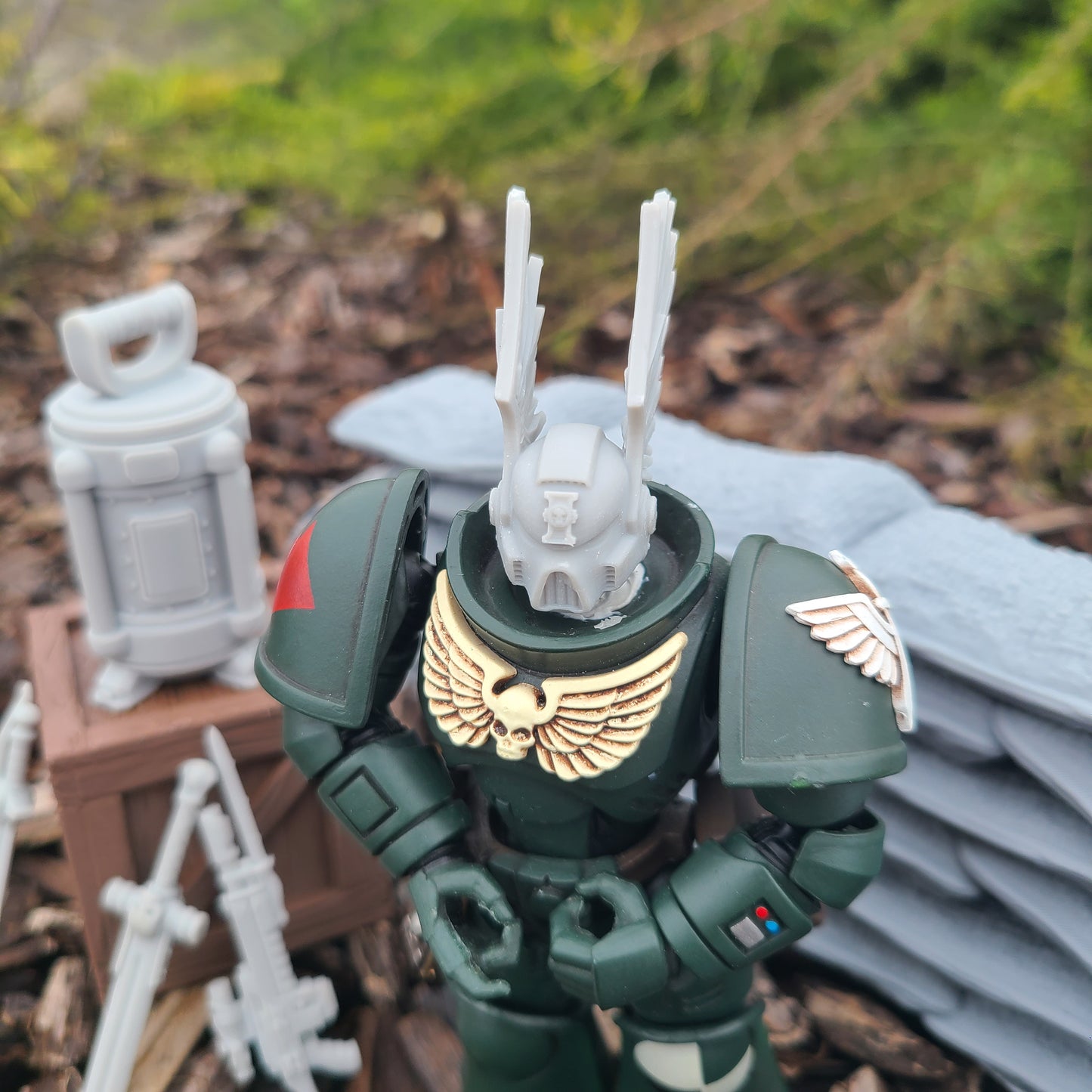 Deathwatch Mark VIII Helmet with Wings for Loyalist Marine Action Figures Custom 1:18th Scale Upgrade