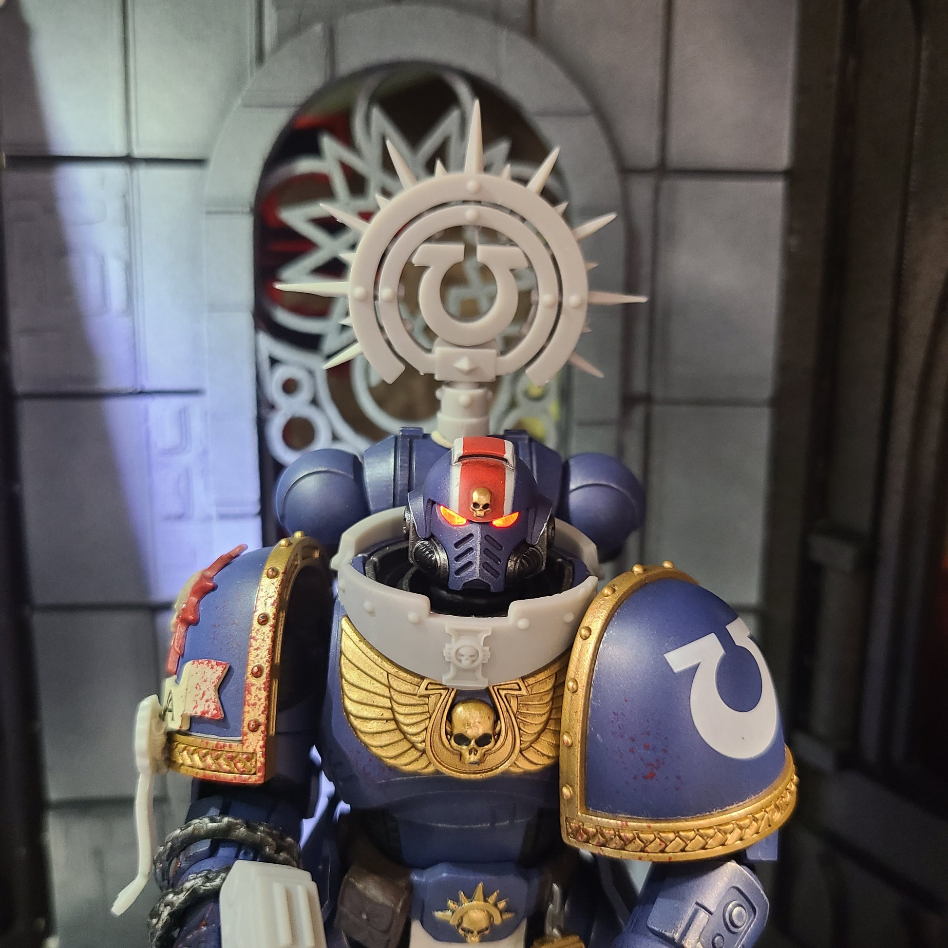 Ultramarines Legion Iron Halo with Legion Icon for JoyToy Loyalist Marine Action Figure 1:18th Scale Custom Accessory
