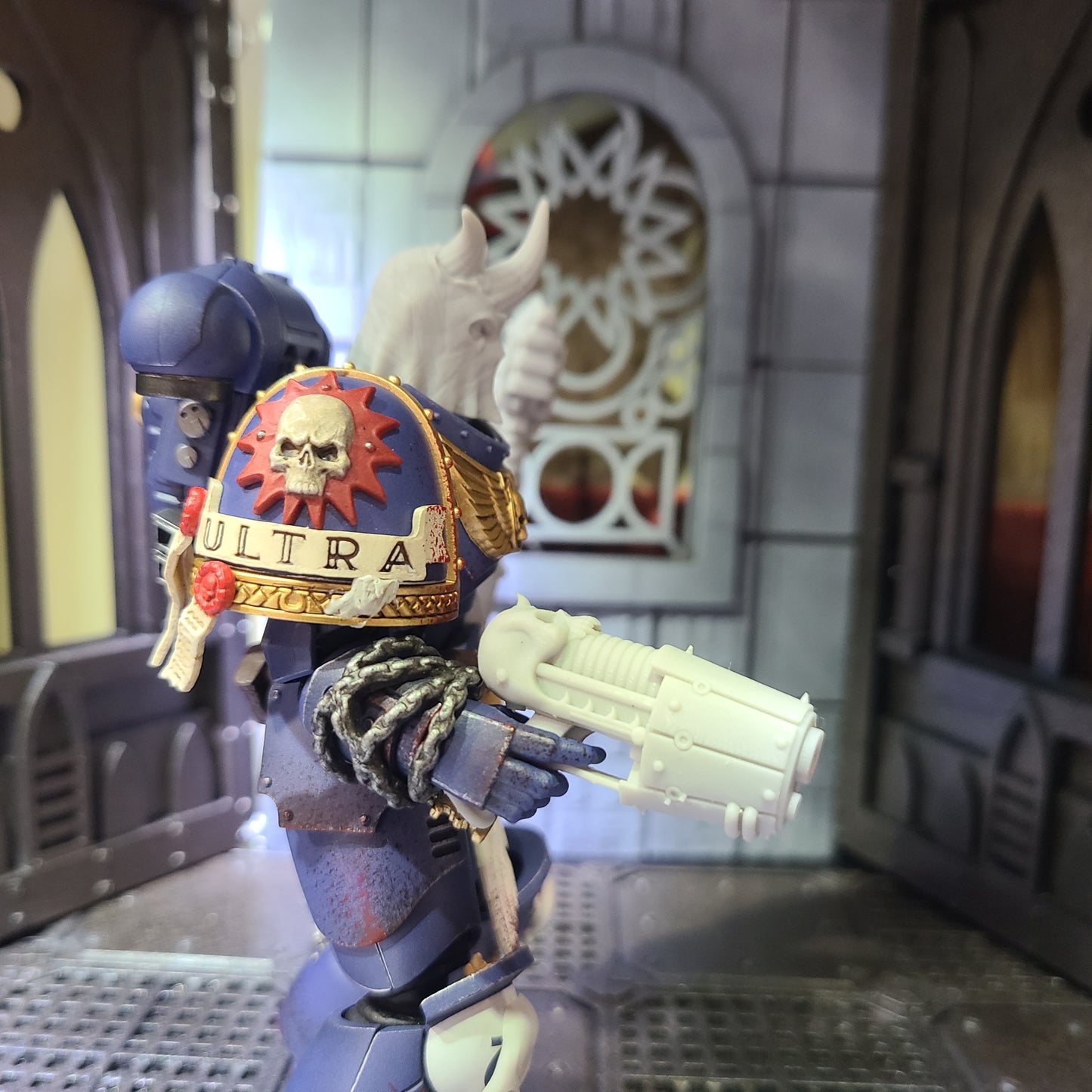 Kharne Plasma Pistol with Skull for JoyToy Space Marine Action Figures Custom 1:18th Scale Parts