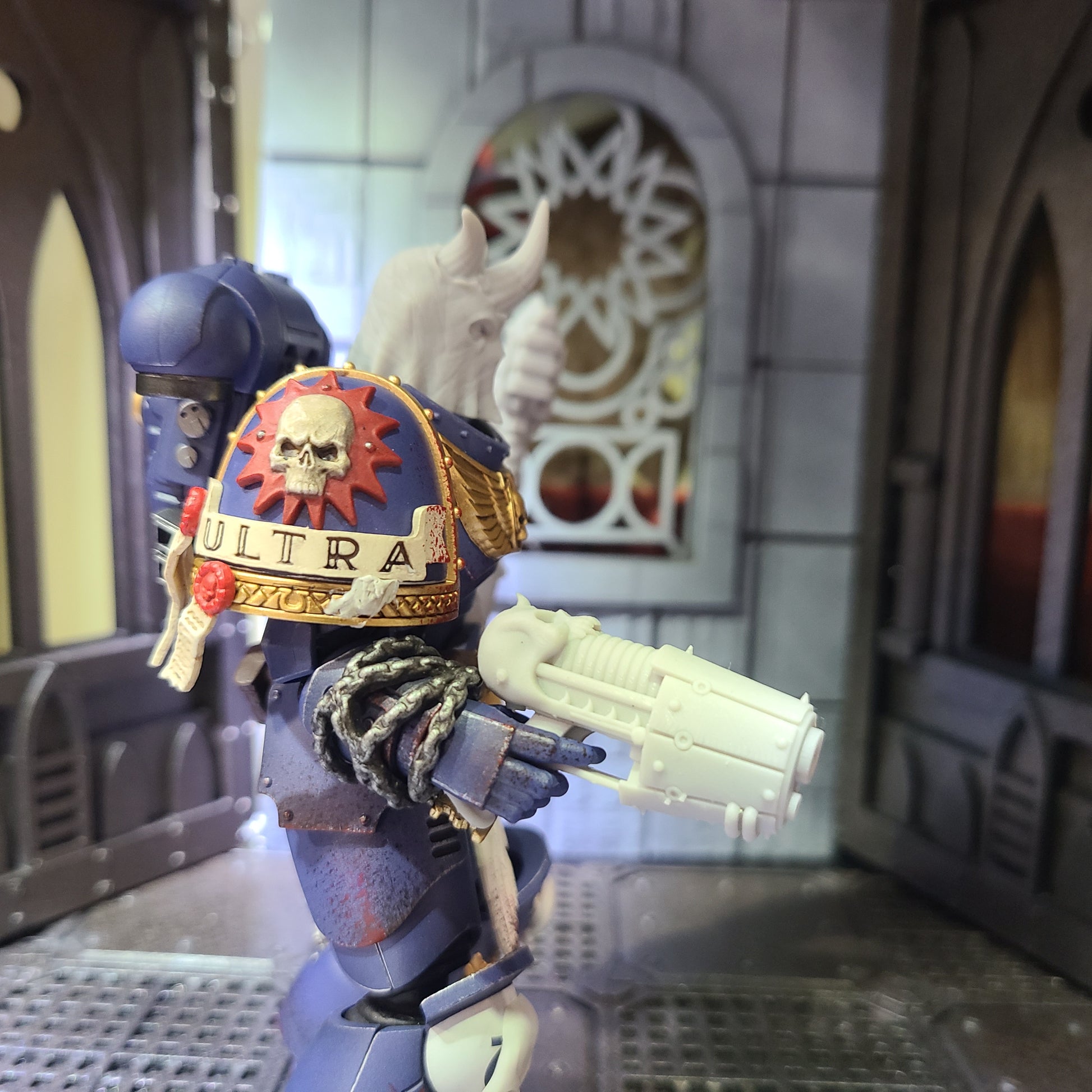 Kharne Plasma Pistol with Skull for JoyToy Space Marine Action Figures Custom 1:18th Scale Parts