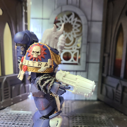 Kharne Plasma Pistol with Skull for JoyToy Space Marine Action Figures Custom 1:18th Scale Parts