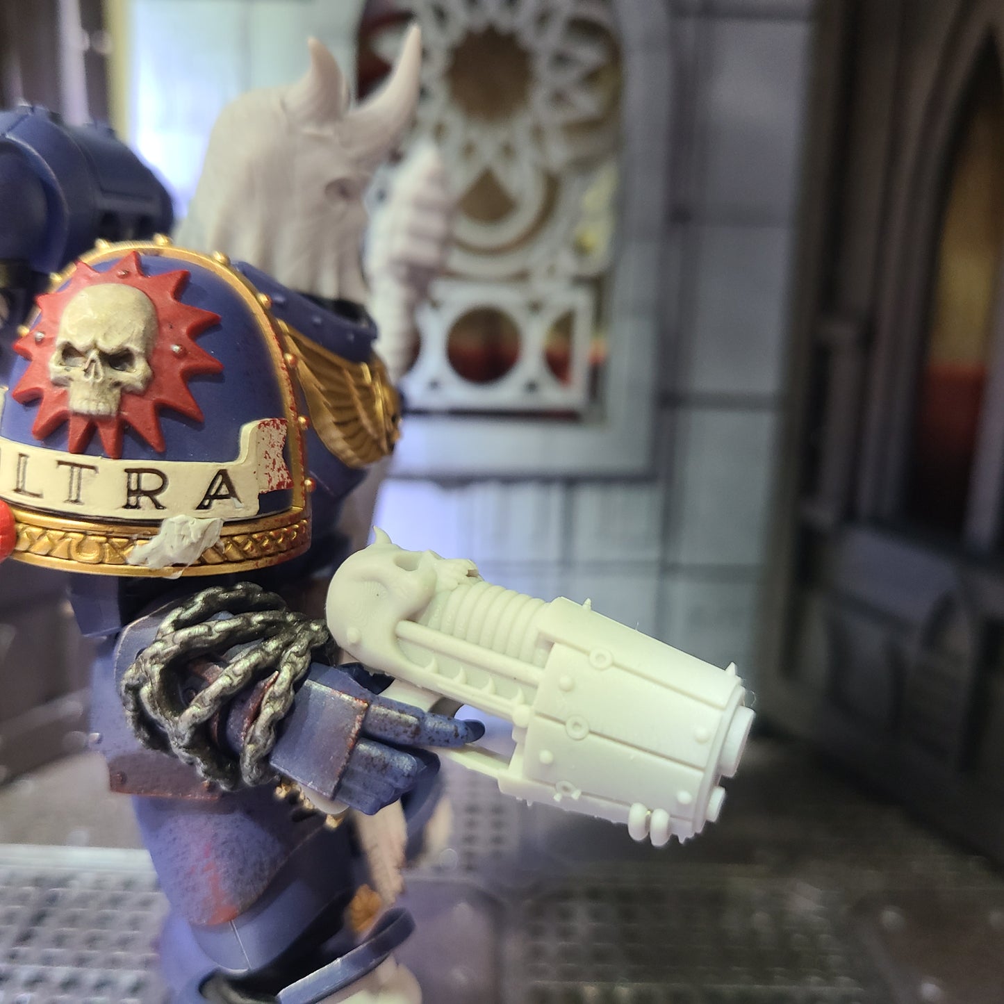 Kharne Plasma Pistol with Skull for JoyToy Space Marine Action Figures Custom 1:18th Scale Parts