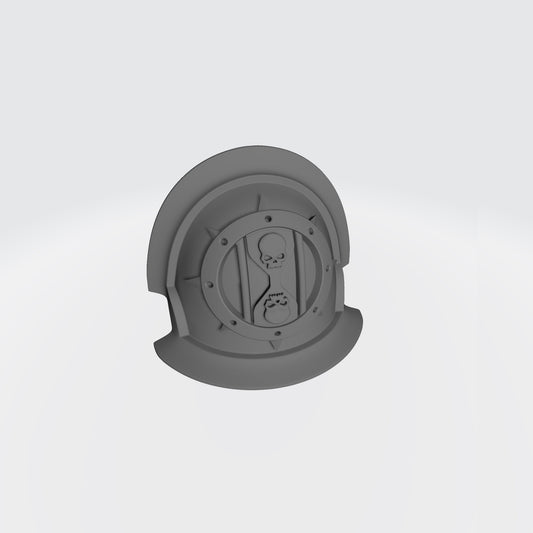 The Dreadwing MKVII Shoulder Pad Gen: 7 Pauldron Notched Vambrance Thin Double is compatible with the Dark Angels Legion JoyToy Space Marines*, from the Heresy era.