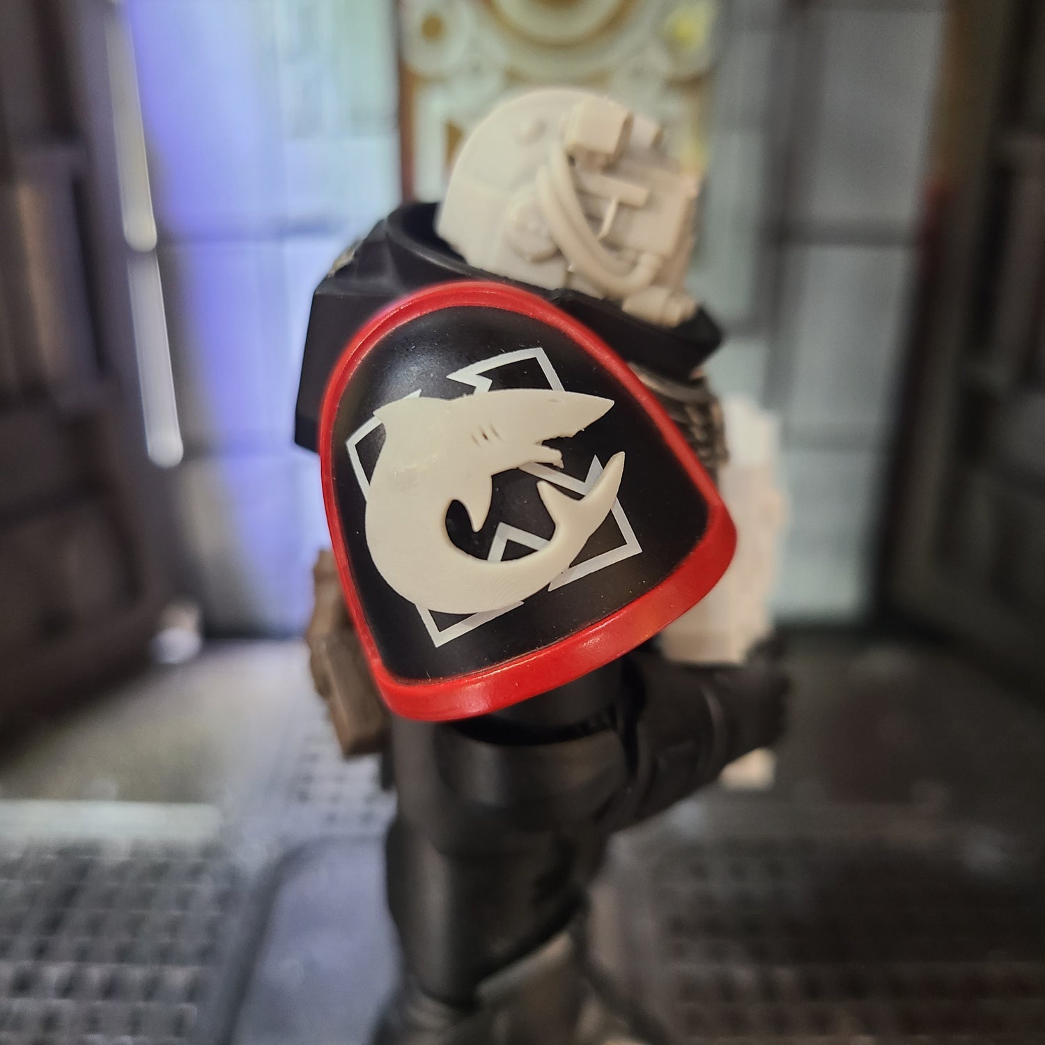Carcharodons Chapter Right Shoulder Pad Decal for JoyToy Loyalist Marine Action Figures Custom Insignia