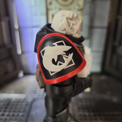 Carcharodons Chapter Right Shoulder Pad Decal for JoyToy Loyalist Marine Action Figures Custom Insignia