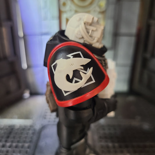 Carcharodons Chapter Right Shoulder Pad Decal for JoyToy Loyalist Marine Action Figures Custom Insignia