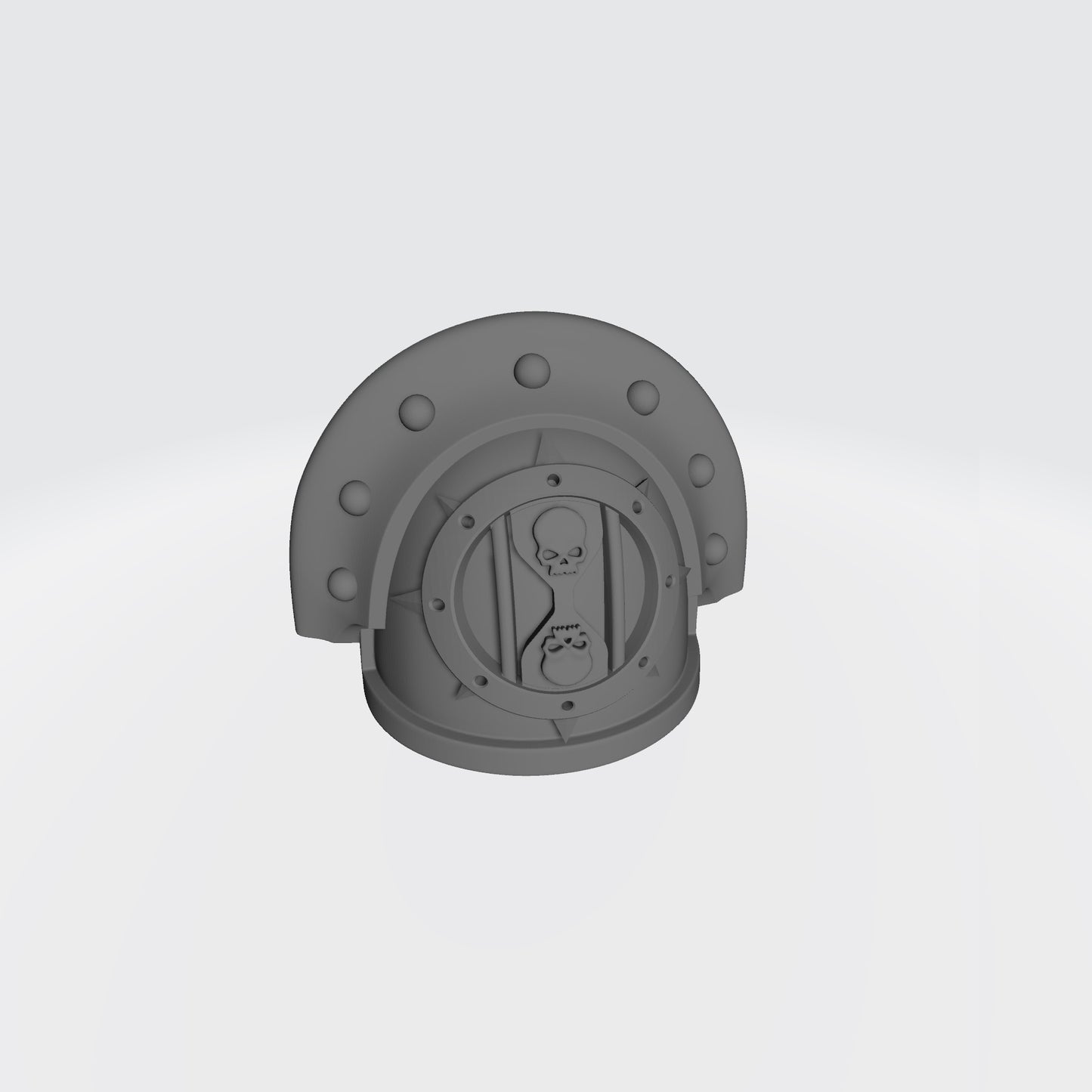 The 18th Scale ARmory Dreadwing MKIII Shoulder Pad Gen: 3 Pauldron Full Sword Breaker Studded Rivets is compatible with the Dark Angels Legion JoyToy Space Marines*, from the Heresy era.