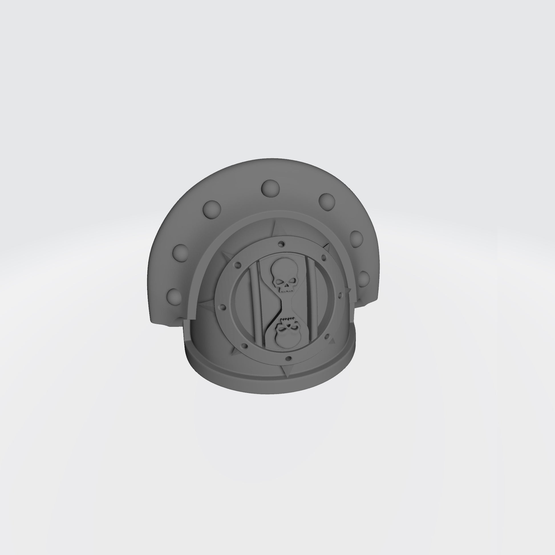 The 18th Scale ARmory Dreadwing MKIII Shoulder Pad Gen: 3 Pauldron Full Sword Breaker Studded Rivets is compatible with the Dark Angels Legion JoyToy Space Marines*, from the Heresy era.