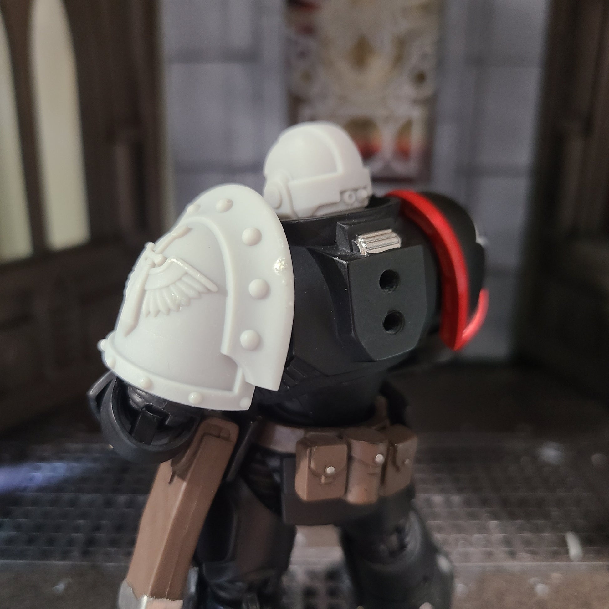 The 18th Scale Armory Dark Angels MKIII Shoulder Pad Gen: 3 Pauldron are compatible with the Dark Angels Legion JoyToy Space Marines*, from the Heresy era.