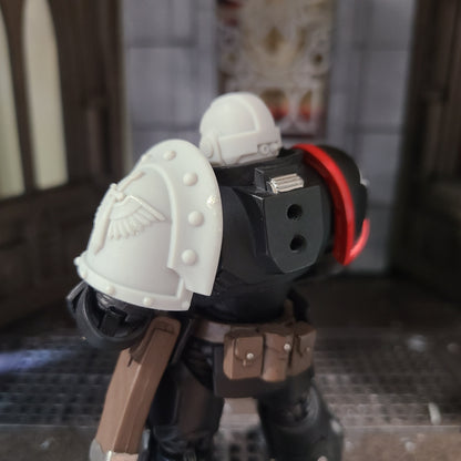 The 18th Scale Armory Dark Angels MKIII Shoulder Pad Gen: 3 Pauldron are compatible with the Dark Angels Legion JoyToy Space Marines*, from the Heresy era.