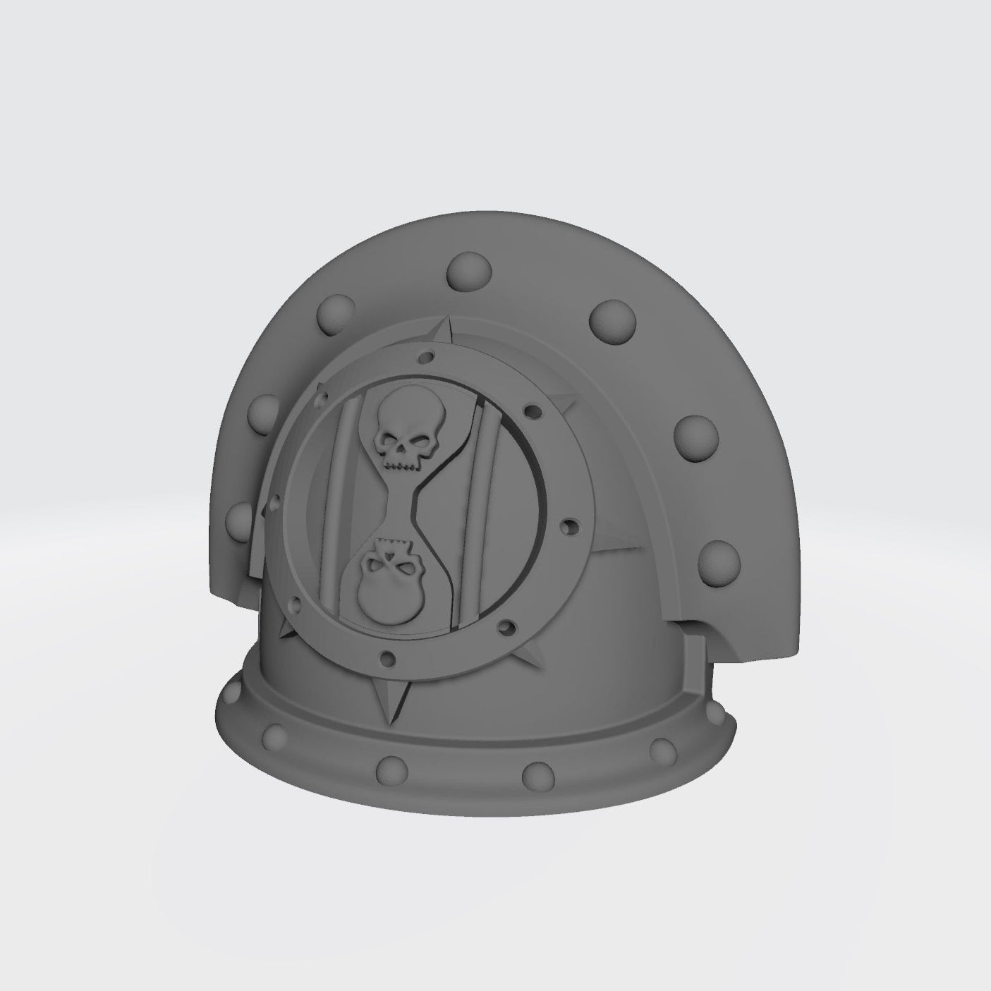 The 18th Scale Armory Dreadwing MKIII Shoulder Pad Gen: 3 Pauldron Full Sword Breaker Studded Double Rivets is compatible with the Dark Angels Legion JoyToy Space Marines*, from the Heresy era.