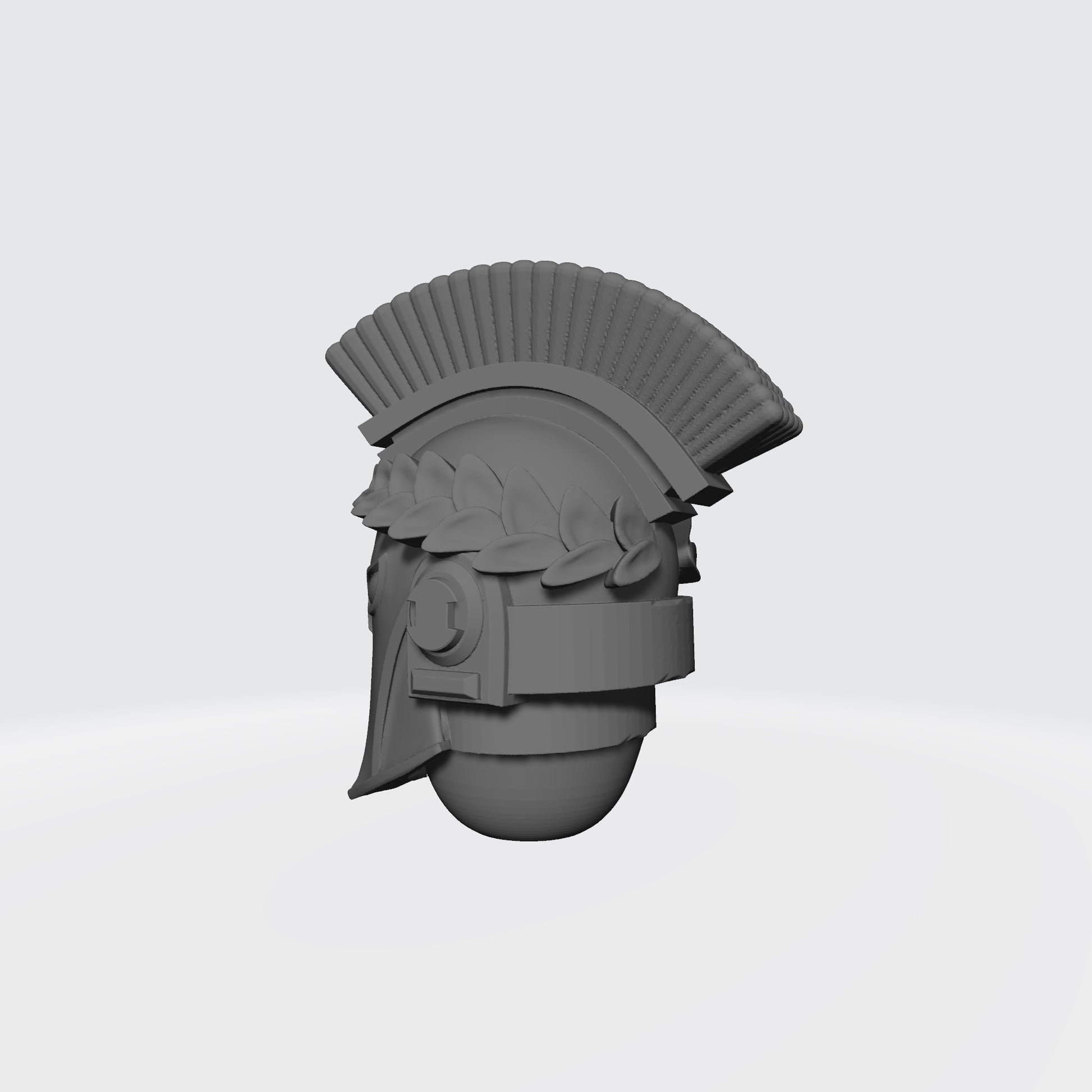 Minotaurs Chapter Helmet with Laurel and Crest compatible with JoyToy Space Marine Action Figures Left Rear Profile