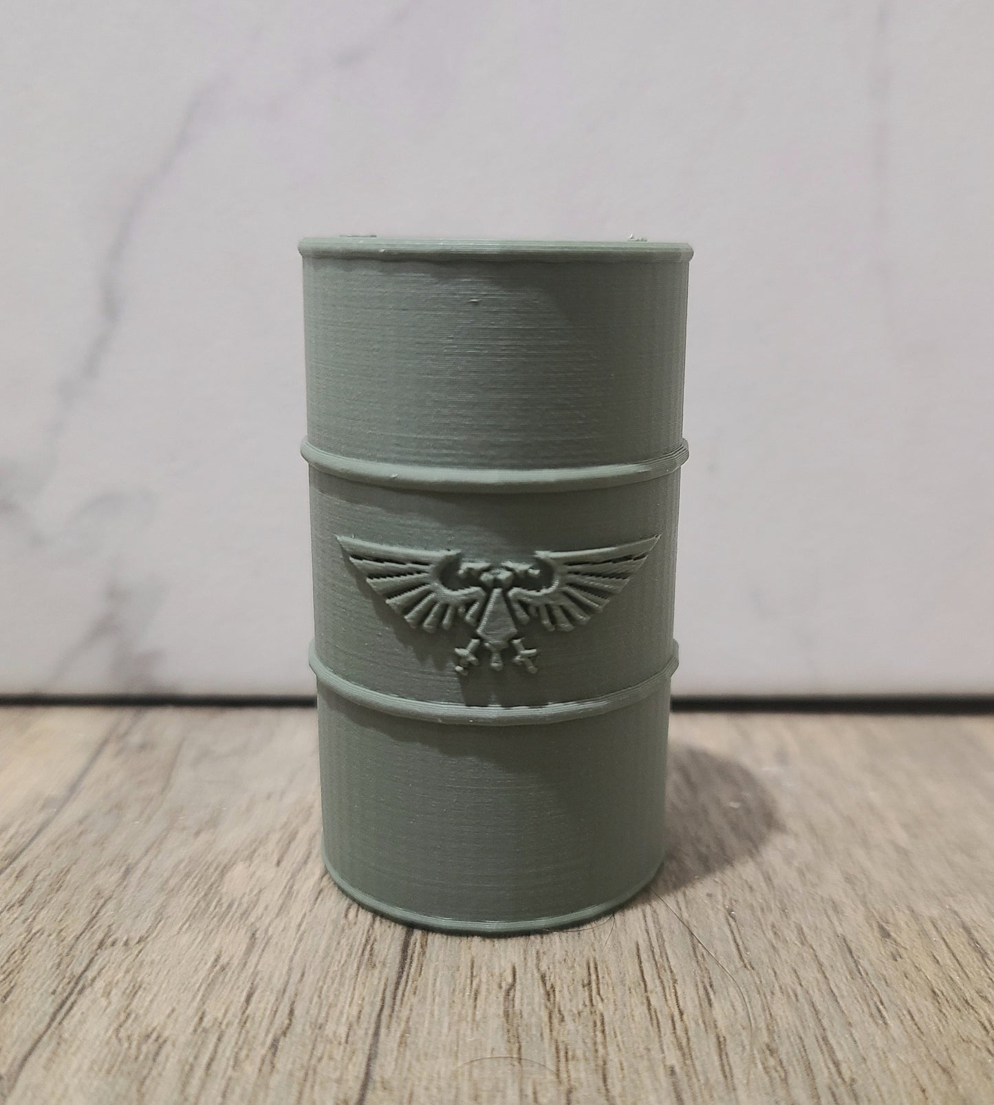 Muted Green Oil Drum with Eagle