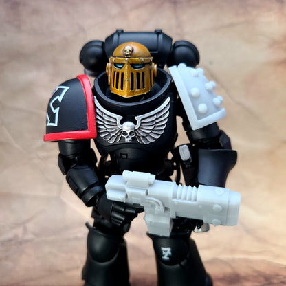 Veteran Sergeant MK 2 Helmet with Iron Skull: Helmet Swap for JoyToy Warhammer 40K Compatible Space Marine 1:18 4" Action Figures