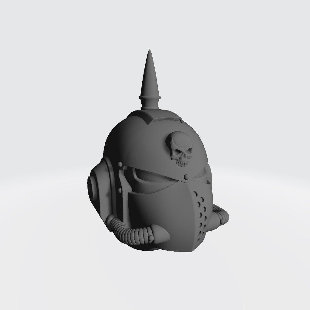 Knight Helmet with Skull, Single Hose and Spike: Demon Slayer Head Swaps Warhammer 40K JoyToy Compatible Space Marine 1:18 Action Figure 4" Custom Parts