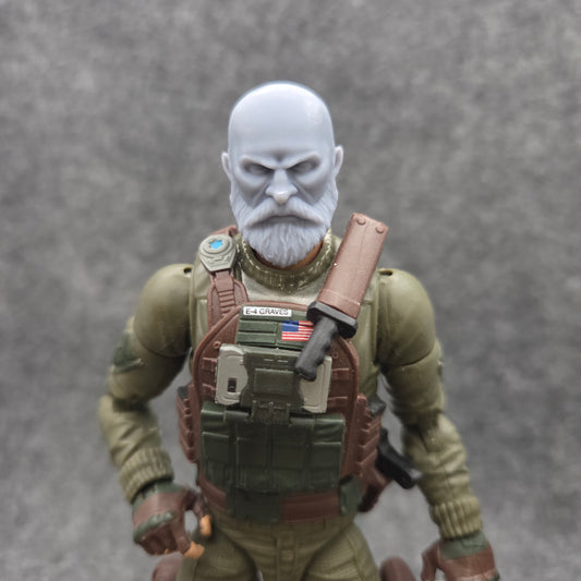 Veteran with Beard and Bald Head Compatible with G.I.Joe Classified Series 6-Inch Scale Action Figures by 18th Scale Armory