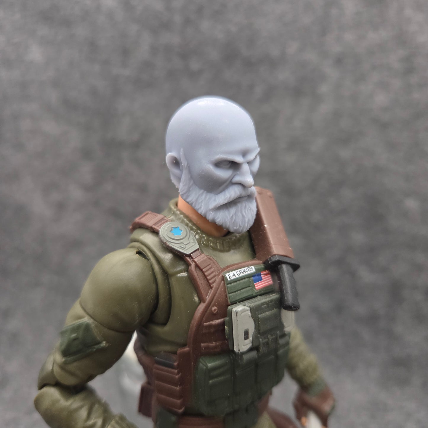 Veteran with Beard and Bald Head Compatible with G.I.Joe Classified Series 6-Inch Scale Action Figures by 18th Scale Armory