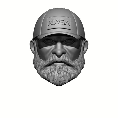 Veteran with Beard and NASA Hat: G.I.Joe Classified Series Head Swaps  1:12 Scale 6" Action Figure Custom Parts