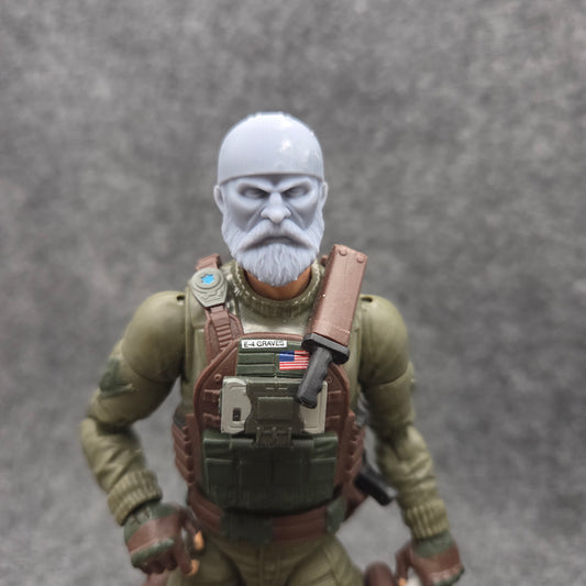 Action Force Valaverse Series 2 Trigger Premium Toy eteran with Beard and Plain Hat Backwards: G.I. Joe Classified Series Head Swaps 1:12 Scale 6" Action Figure Custom Parts