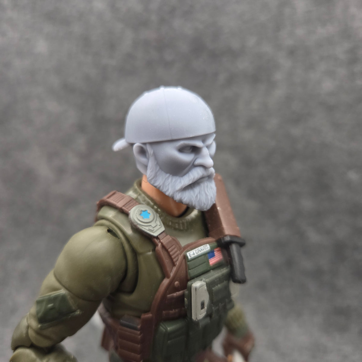 Action Force Valaverse Series 2 Trigger Premium Toy eteran with Beard and Plain Hat Backwards: G.I. Joe Classified Series Head Swaps 1:12 Scale 6" Action Figure Custom Parts