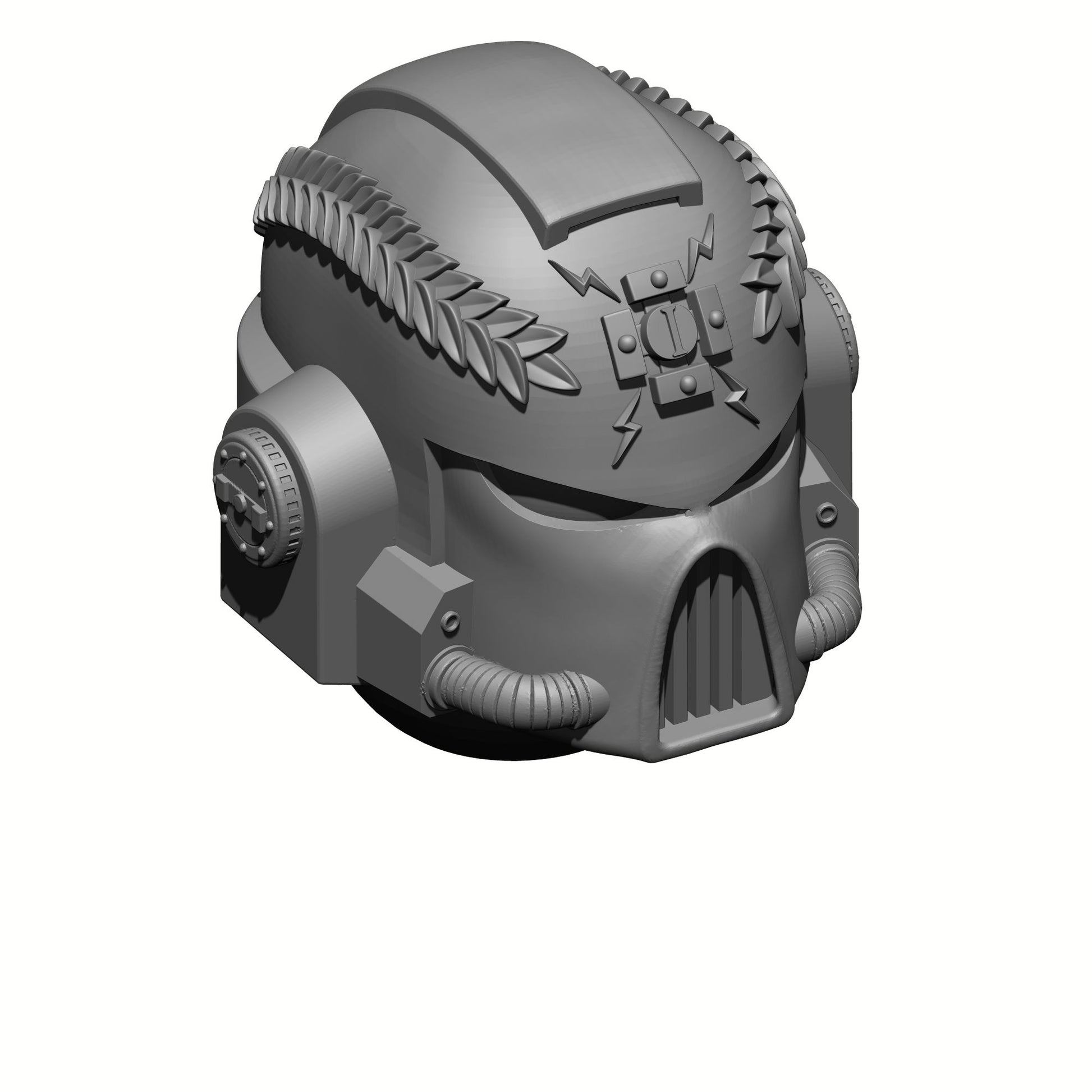 MK VII Helmet with Cross and Laurel Leaves: Helmet Swap for JoyToy Warhammer 40K Compatible Chaos Space Marine 1:18 4" Action Figures by 18th Scale Armory