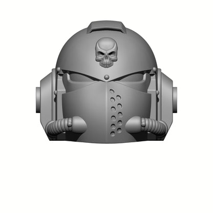 Knight Helmet with Skull and Single Hose: Demon Slayer Head Swaps Warhammer 40K JoyToy Compatible Space Marine 1:18 Action Figure 4" Custom Parts