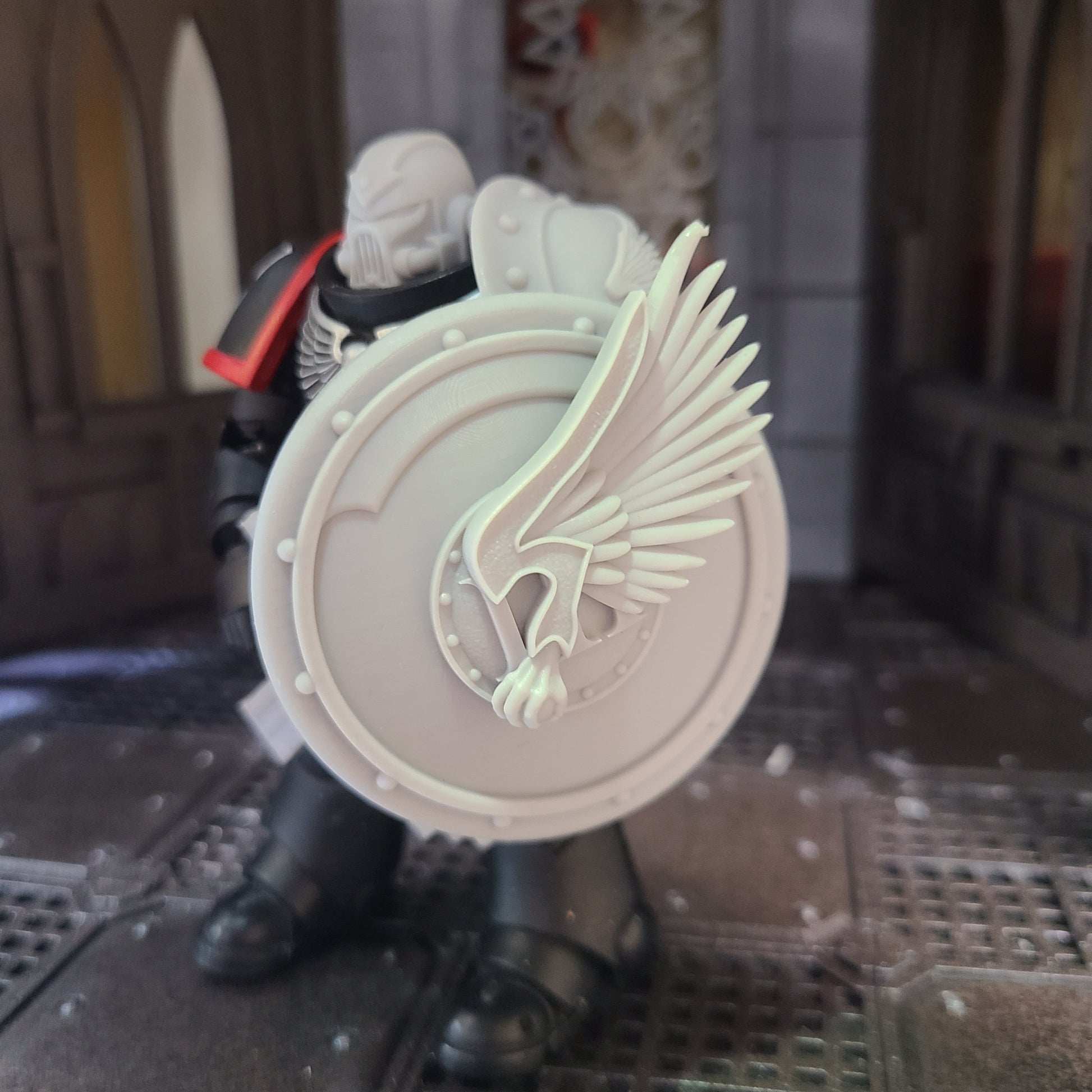Emperor's Children Round Shield with Chapter Insignia compatible with JoyToy Space Marine Action Figures by 18th Scale Armory