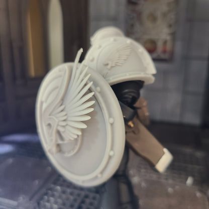 Emperor's Children Round Shield with Chapter Insignia compatible with JoyToy Space Marine Action Figures by 18th Scale Armory