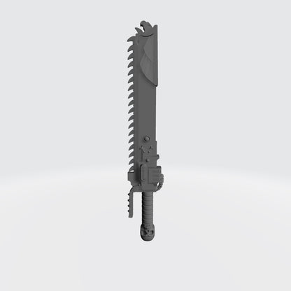 Ultramarine Teeth of Terra Chainsword with Skull Pommel for JoyToy Space Marine Action Figures Custom 1:18th Scale Parts 