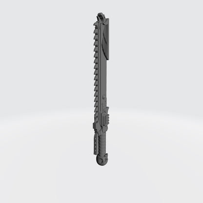 Ultramarine Teeth of Terra Chainsword with Skull Pommel for JoyToy Space Marine Action Figures Custom 1:18th Scale Parts 