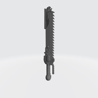 Ultramarine Teeth of Terra Chainsword with Skull Pommel for JoyToy Space Marine Action Figures Custom 1:18th Scale Parts 