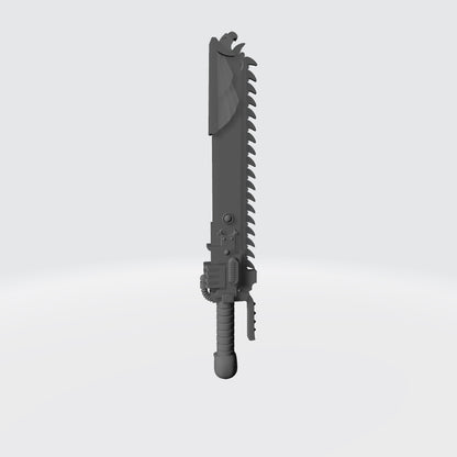 Ultramarine Teeth of Terra Chainsword with Skull Pommel for JoyToy Space Marine Action Figures Custom 1:18th Scale Parts 