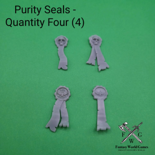 One (1) set of Four (4) Purity Seals, designed to fit JoyToy 1/18 Scale Space Marines Action Figures