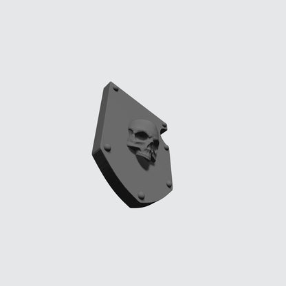 Skull Shoulder Pad Shield Heraldry Version 1 custom resin pauldron accessory compatible with JoyToy 1:18 scale armored action figures.