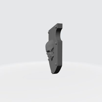 Skull Shoulder Pad Shield Heraldry Version 1 custom resin pauldron accessory compatible with JoyToy 1:18 scale armored action figures.
