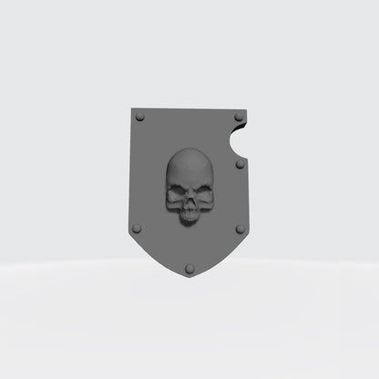 Skull Shoulder Pad Shield Heraldry Version 1 custom resin pauldron accessory compatible with JoyToy 1:18 scale armored action figures.