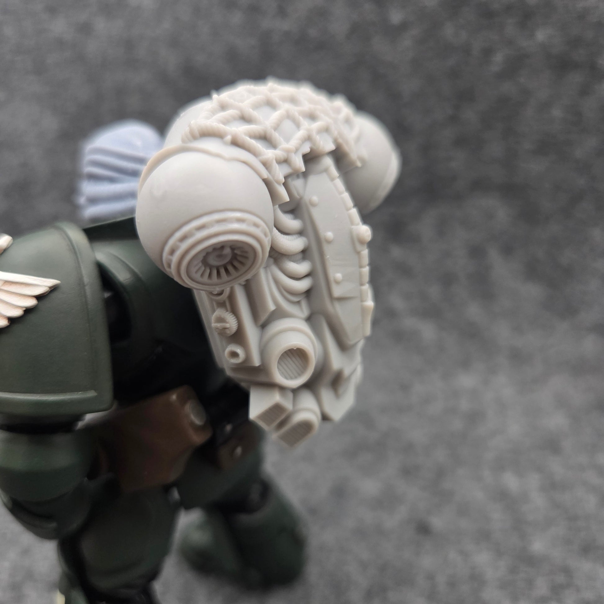 Back Pack Type T V1 Netting custom resin backpack designed to fit JoyToy 1:18 scale armored action figures.